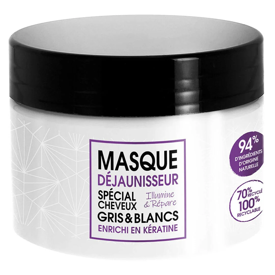 Masque déjaunisseur pour cheveux gris et blancs